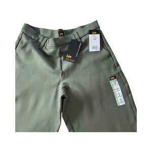 Lee Women's Any Wear Wide Leg‎ Work Pants Olive Green Ultra Lux Comfort Size 8